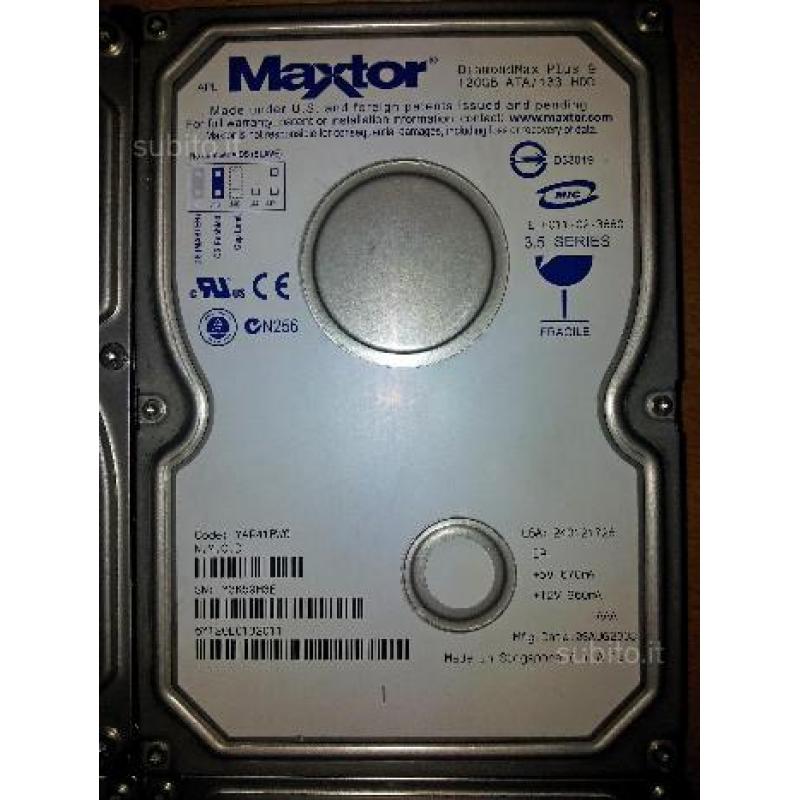 6 HDD EIDE/PATA da 80 a 160 GB Maxtor e Samsung